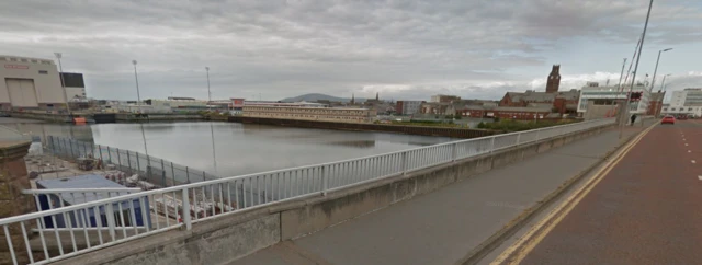 View of Barrow dock and town