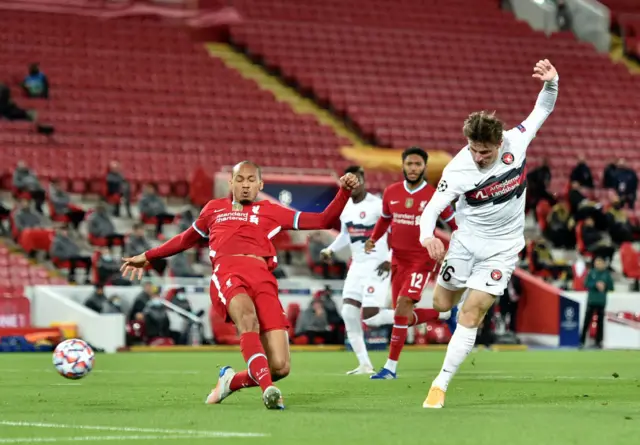 Midtjylland's Anders Dreyer has a shot