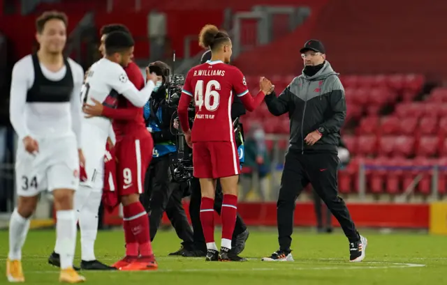 Jurgen Klopp and Rhys Williams