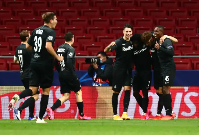 Mergim Berisha and Red Bull Salzburg celebrate