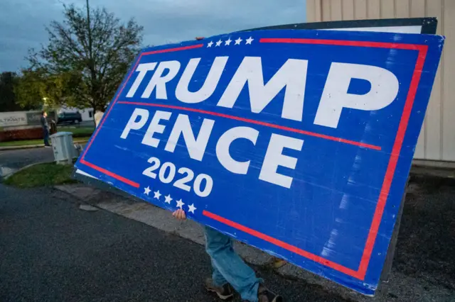 A file picture of a Trump/Pence sign