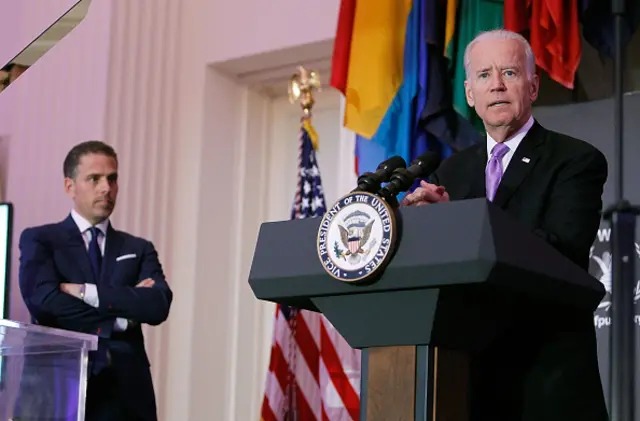 Hunter Biden and his father pictured in 2016