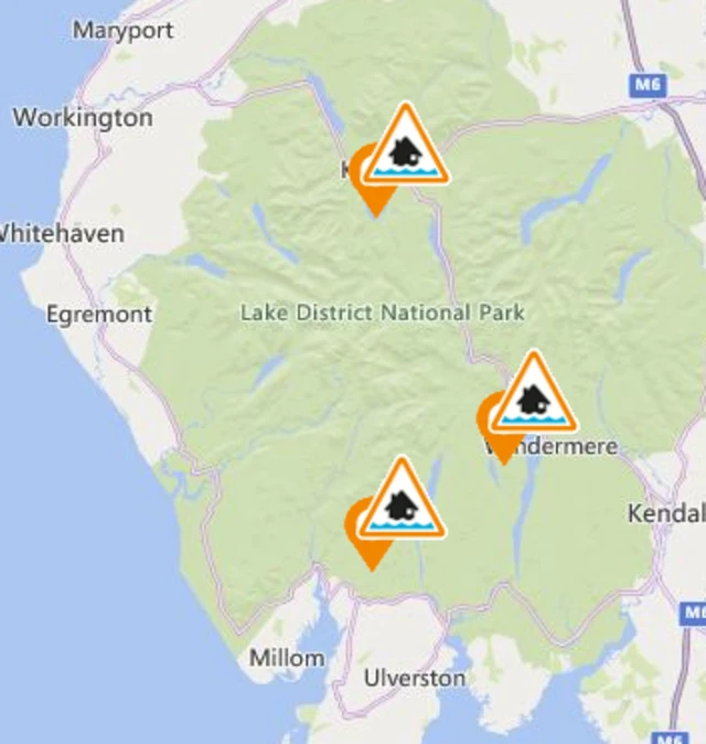 Flood warnings map