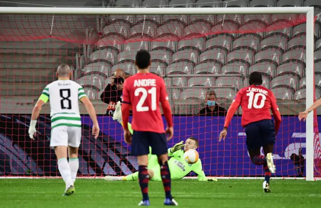 Scott Bain keeps out Jonathan David's penalty kick