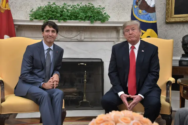 Justin Trudeau and Donald Trump at the White House