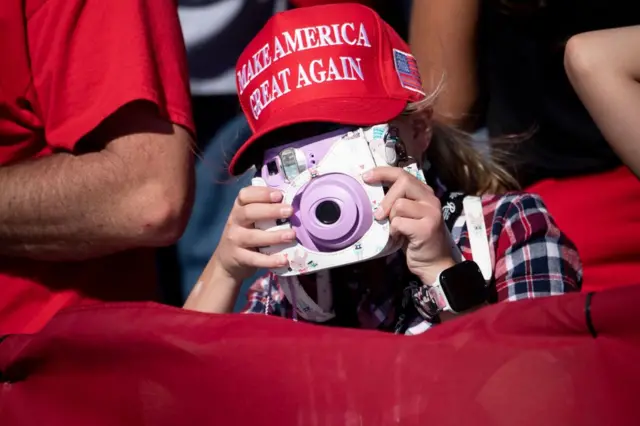 A large crowd of Trump supporters gathered in Goodyear, Arizona to hear him speak on Wednesday