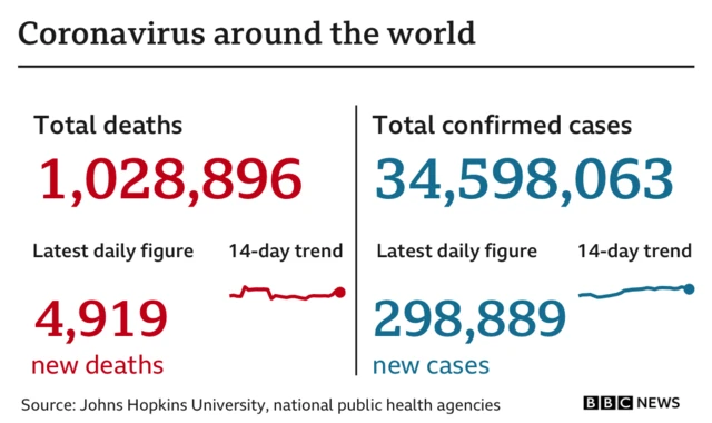 Coronavirus around the world infograph