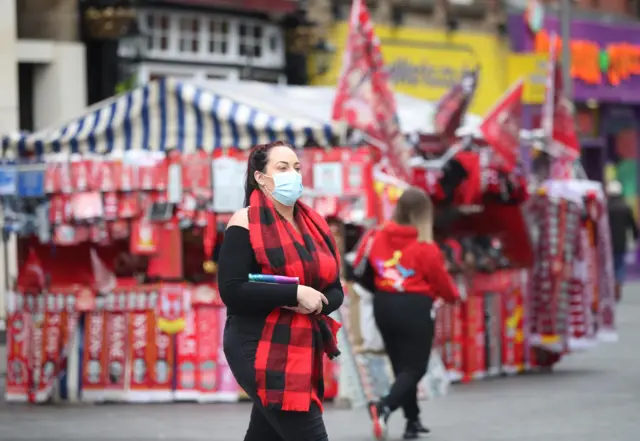 Woman wearing a mask in Liverpool