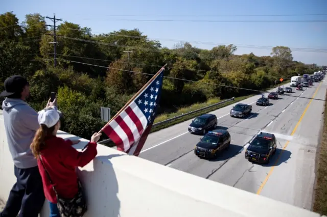 Supporters of US President Donald Trump take part in a car parade in Columbus, Ohio, on 3 October 2020