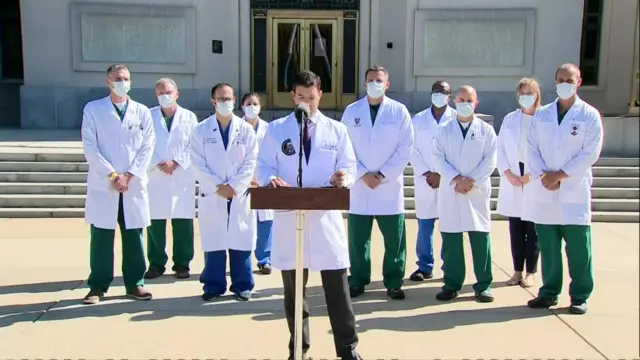 Team of doctors giving update on Trump's condition