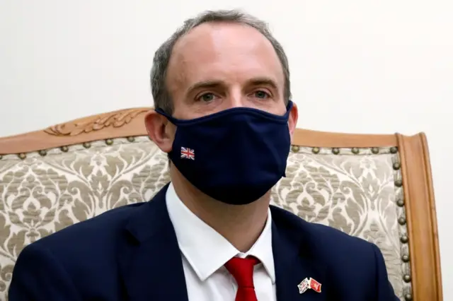 British Foreign Secretary Dominic Raab pictured at a meeting in Hanoi, Vietnam on September 30, 2020