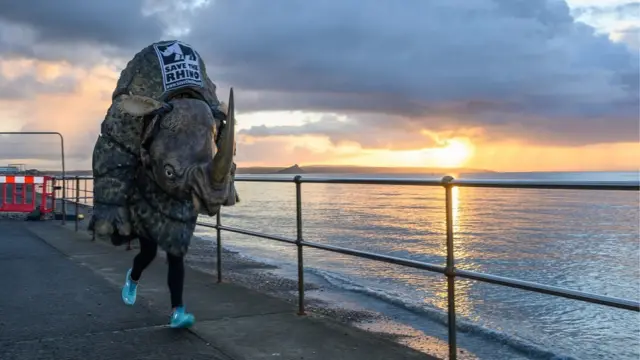 Gillian Silverthorn in a Save the Rhino costumer