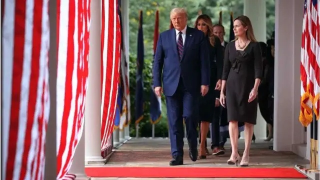 President Trump with his Supreme Court pick Judge Amy Coney Barrett