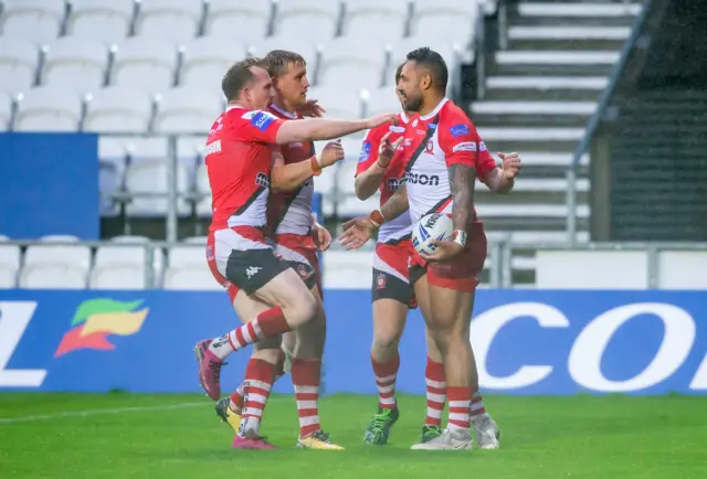 Salford celebrate Inu's try