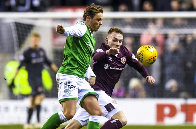 Scott Allan and Lewis Moore during March's Edinburgh derby
