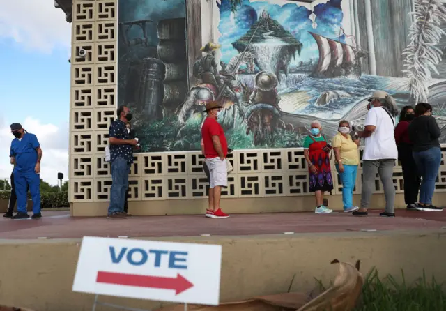 Residents of Florida waited outside the Hialeah John F. Kennedy Library to vote earlier this week