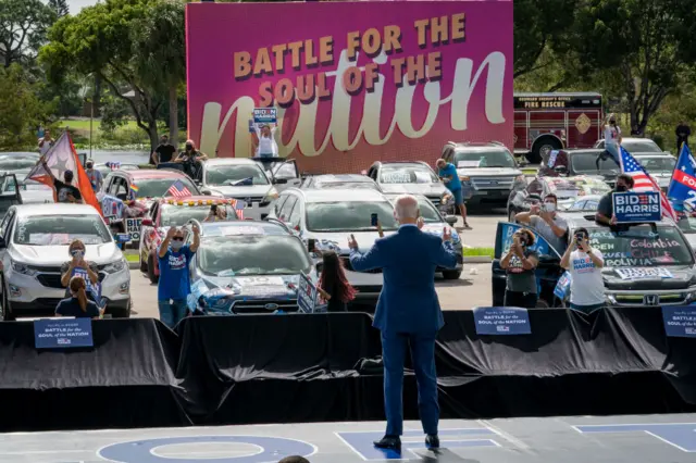 Drive-by rallies have become a feature of the campaign during the coronavirus pandemic