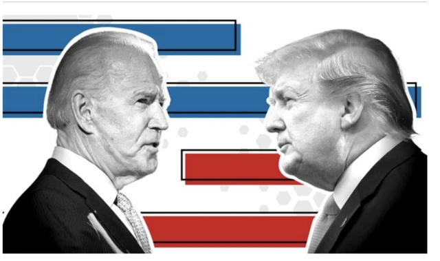 Trump v Biden graphic