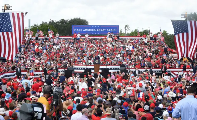 Trump has chosen to continue with large rallies with significant crowds