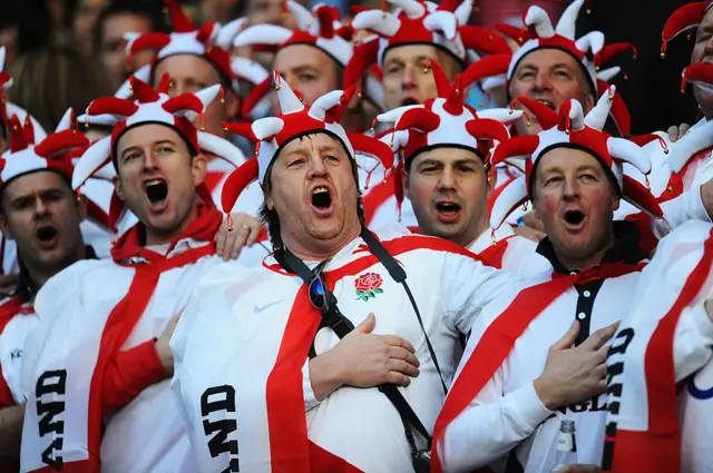 England fans outside Twickenham