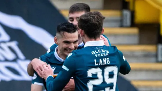 Motherwell celebrate Tony Watt's goal