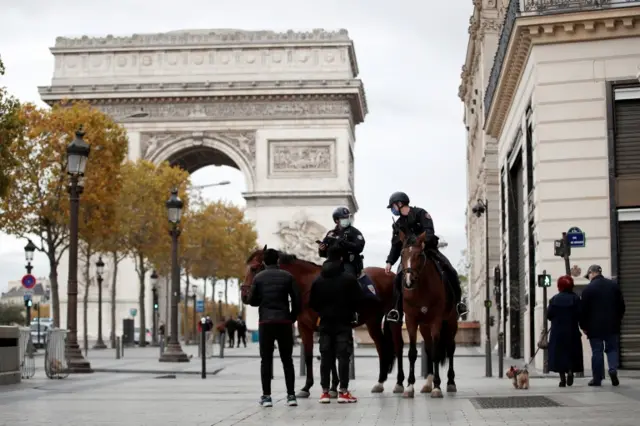 Police on horses in Paris