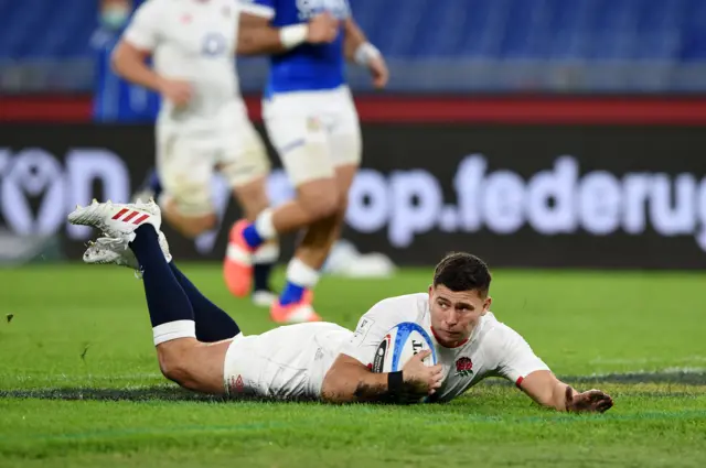 Ben Youngs scores his second try for England against Italy