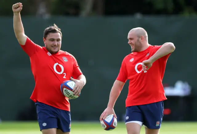 Jamie George and Jack Singleton training for England