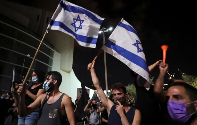 Image shows protests in Israel on Saturday