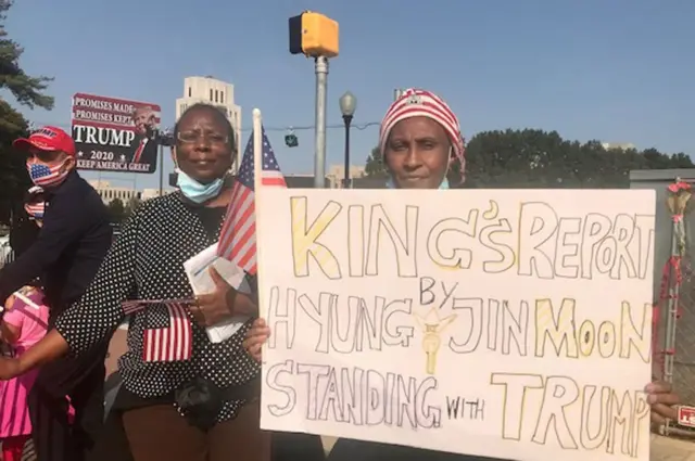 Barbara and Wanji went to show their support for Trump outside the Walter Reed hospital