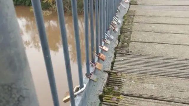 Padlocks on the bridge