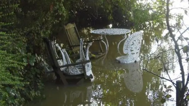 Garden furniture under water