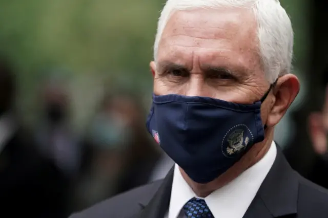 Vice-President Mike Pence wearing a face mask (file photo)