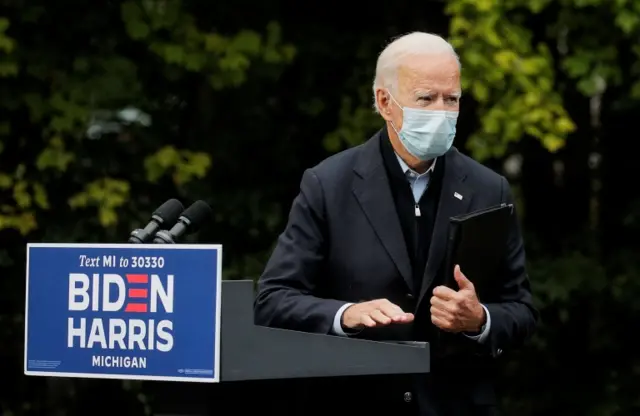 Joe Biden speaks in Grand Rapids, Michigan, 2 October 2020