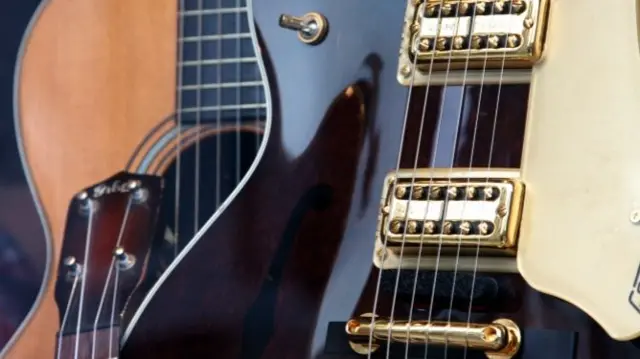 Close-up on guitars