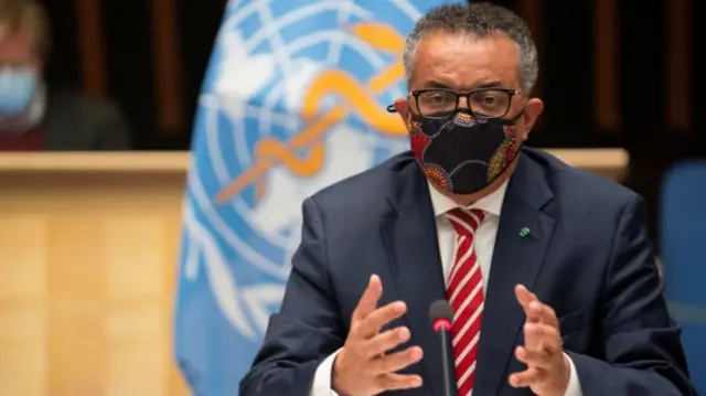 Tedros Adhanom Ghebreyesus addresses a meeting of the WHO