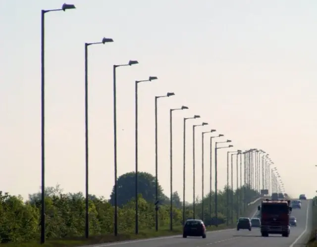 The lights on the A63