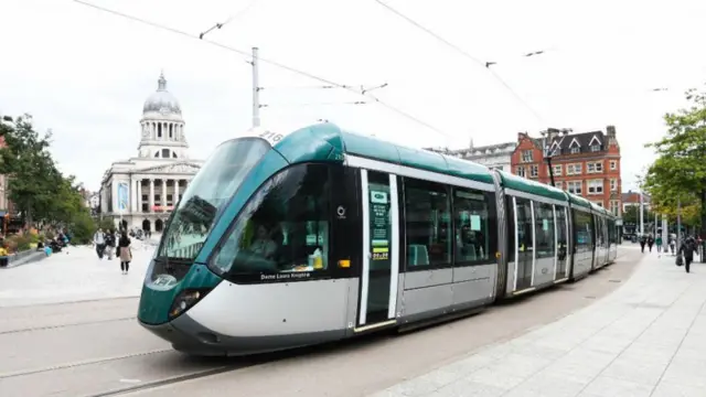 A tram in Nottingham