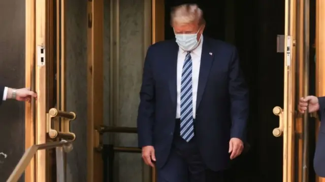 Donald Trump leaves the Walter Reed National Military Medical Center