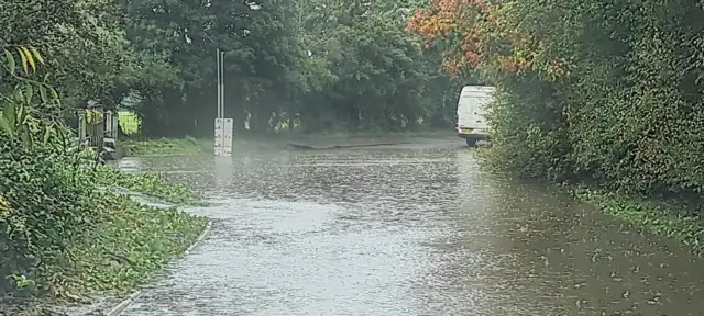 Flooding on Watery Gate Lane, Thurlaston, Leicestershire