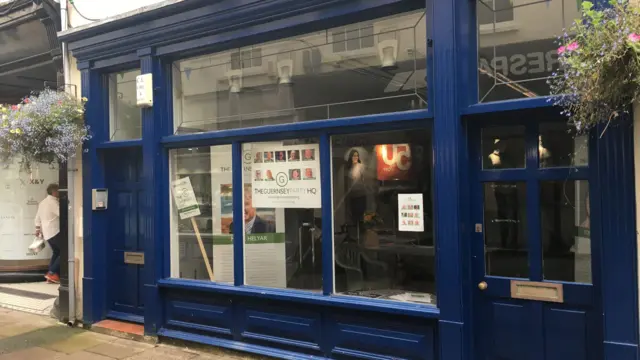 Guernsey Party headquarters in an empty shopfront