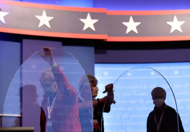 Plexiglass dividers installed for the vice-presidential debate