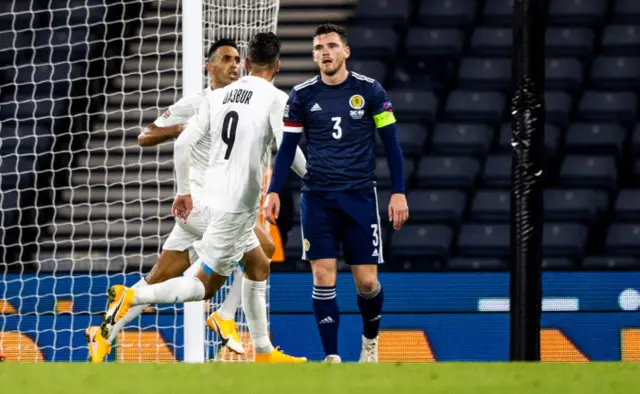 Israel celebrate Eran Zahavi's equaliser