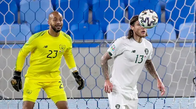 Republic of Ireland's Darren Randloph and Jeff Hendrick