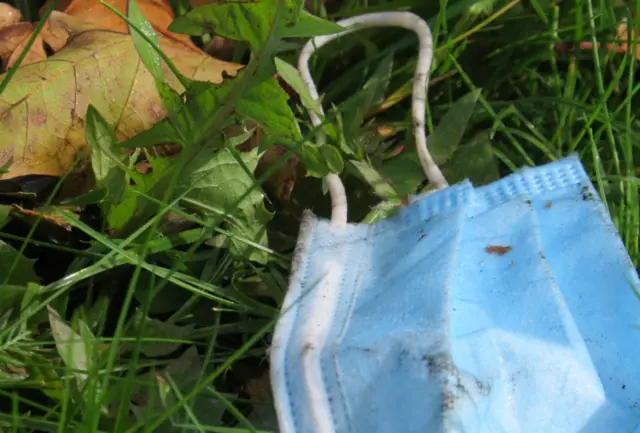 Discarded face mask