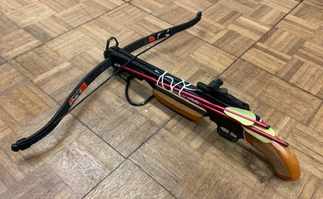 A crossbow which has been handed in