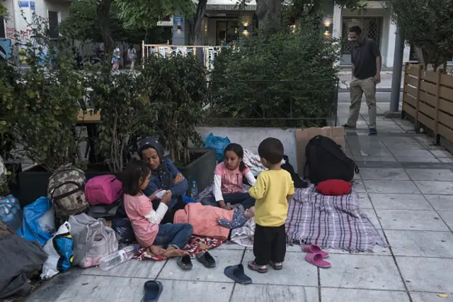 Migrant family in Athens