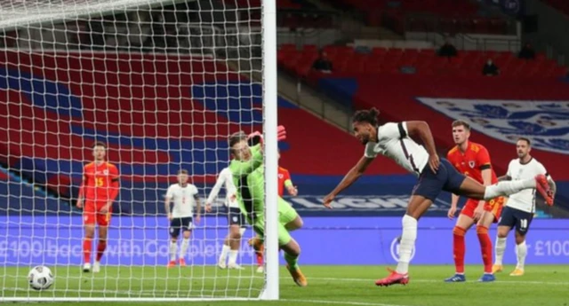 Dominic Calvert-Lewin scores on his England debut against Wales