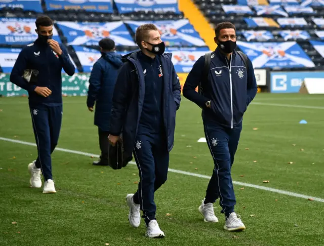 Rangers players at Rugby Park