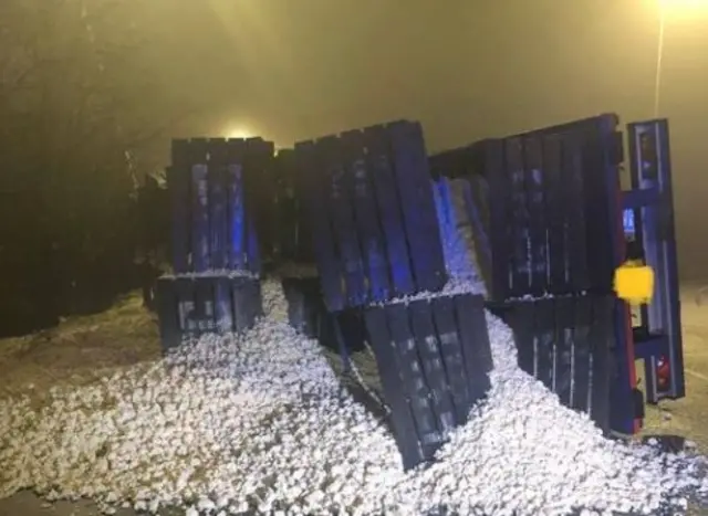 Overturned lorry